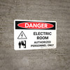 Danger: Electric Room Authorized Personnel Only Landscape with Icon - Wall Sign