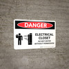 Danger: Electrical Closet Do Not Enter Without Permission Landscape with Icon - Wall Sign Danger: Electrical Closet Do Not Enter Without Permission Landscape with Icon - Wall Sign