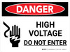 Danger: High Voltage Do Not Enter Landscape with Icon - Wall Sign