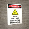 Danger: High Voltage Electrical Equipment Portrait with Icon - Wall Sign