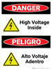 Danger: High Voltage Inside Bilingual Spanish with Icons - Wall Sign Danger: High Voltage Inside Bilingual Spanish with Icons - Wall Sign