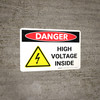 Danger: High Voltage Inside Landscape with Icon - Wall Sign