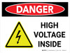 Danger: High Voltage Inside Landscape with Icon - Wall Sign
