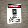 Danger: Keep Electric Panel Area Clear At All Times Portrait with Icon - Wall Sign Danger: Keep Electric Panel Area Clear At All Times Portrait with Icon - Wall Sign