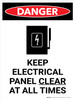 Danger: Keep Electric Panel Area Clear At All Times Portrait with Icon - Wall Sign Danger: Keep Electric Panel Area Clear At All Times Portrait with Icon - Wall Sign