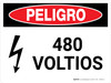 Danger: 480 Volts Spanish Landscape with Icon - Wall Sign