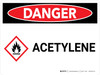 Danger: Acetylene Landscape with Icon - Wall Sign Danger: Acetylene Landscape with Icon - Wall Sign