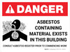 Danger: Asbestos Containing Material Exists in This Building Landscape - Wall Sign
