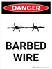 Danger: Barbed Wire Portrait with Icon - Wall Sign Danger: Barbed Wire Portrait with Icon - Wall Sign