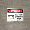 Danger: Battery Charging Area Landscape with Icon - Wall Sign Danger: Battery Charging Area Landscape with Icon - Wall Sign