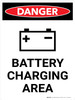 Danger: Battery Charging Area Portrait with Icon - Wall Sign Danger: Battery Charging Area Portrait with Icon - Wall Sign