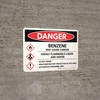 Danger: Benzene May Cause Cancer Highly Flammable Liquid Landscape with Icon - Wall Sign Danger: Benzene May Cause Cancer Highly Flammable Liquid Landscape with Icon - Wall Sign