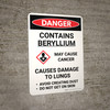 Danger: Beryllium Cancer Hazard Portrait with Icon - Wall Sign