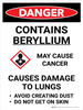 Danger: Beryllium Cancer Hazard Portrait with Icon - Wall Sign