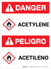 Danger: ANSI Acetylene Portrait Bilingual Spanish with Icon - Wall Sign
