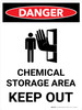 Danger: Chemical Storage Area Keep Out Portrait with Icon - Wall Sign