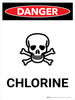 Danger: Chlorine Portrait with Icon Portrait - Wall Sign