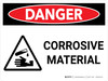 Danger: Corrosive Material Warning Landscape with Icon - Wall Sign