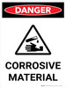 Danger: Corrosive Material Warning Portrait with Icon - Wall Sign Danger: Corrosive Material Warning Portrait with Icon - Wall Sign