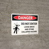 Danger: Do Not Enter Loose Brick Stone Collapse Hazard Landscape with Icon - Wall Sign Danger: Do Not Enter Loose Brick Stone Collapse Hazard Landscape with Icon - Wall Sign