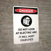 Danger: Do Not Look Electric Arc It Will Hurt Your Eyes Portrait with Icon - Wall Sign