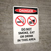 Danger: Do Not Smoke Eat ot Drink In This Area Portrait with Icon - Wall Sign