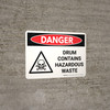 Danger: Drum Contains Hazardous Waste Landscape with Icon - Wall Sign