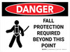Danger: Fall Protection Required Beyond This Point Landscape with Icon - Wall Sign Danger: Fall Protection Required Beyond This Point Landscape with Icon - Wall Sign