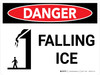 Danger: Falling Ice Warning Landscape with Icon - Wall Sign