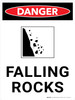 Danger: Falling Rocks Portrait with Icon - Wall Sign