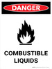 Danger: Flammable Explosive Liquids Portrait with Icon - Wall Sign Danger: Flammable Explosive Liquids Portrait with Icon - Wall Sign