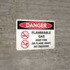 Danger: Flammable Gas Keep Fire Or Flame Away No Smoking Landscape with Icon - Wall Sign