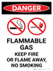 Danger: Flammable Gas Keep Fire Or Flame Away No Smoking Portrait with Icon - Wall Sign Danger: Flammable Gas Keep Fire Or Flame Away No Smoking Portrait with Icon - Wall Sign