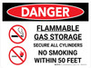Danger: Flammable Gas Storage Secure Cylinders Landscape with Icon - Wall Sign Danger: Flammable Gas Storage Secure Cylinders Landscape with Icon - Wall Sign