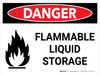 Danger: Flammable Liquid Storage Landscape with Icon - Wall Sign Danger: Flammable Liquid Storage Landscape with Icon - Wall Sign