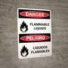 Danger: Flammable Liquids Bilingual Spanish with Icons - Wall Sign
