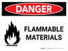 Danger: Flammable Materials Landscape with Icons - Wall Sign