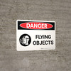 Danger: Flying Objects Landscape with Icons - Wall Sign