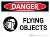 Danger: Flying Objects Landscape with Icons - Wall Sign