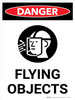 Danger: Flying Objects Portrait with Icon - Wall Sign