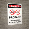Danger: Gas Propane Smoking Open Flame Portrait with Icon - Wall Sign Danger: Gas Propane Smoking Open Flame Portrait with Icon - Wall Sign