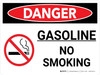 Danger: Gasoline No Smoking Landscape with Icons - Wall Sign
