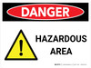 Danger: Hazardous Area Landscape with Icons - Wall Sign