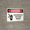 Danger: Hazardous Voltage Inside Landscape with Icon - Wall Sign