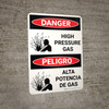 Danger: High Pressure Gas Bilingual Spanish with Icons - Wall Sign Danger: High Pressure Gas Bilingual Spanish with Icons - Wall Sign