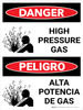 Danger: High Pressure Gas Bilingual Spanish with Icons - Wall Sign Danger: High Pressure Gas Bilingual Spanish with Icons - Wall Sign