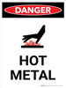 Danger: Hot Metal Portrait with Icon - Wall Sign