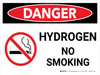 Danger: Hydrogen No Smoking Landscape with Icon - Wall Sign