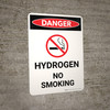 Danger: Hydrogen No Smoking Portrait with Icon - Wall Sign Danger: Hydrogen No Smoking Portrait with Icon - Wall Sign