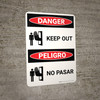 Danger: Keep Out Bilingual Spanish Portrait with Icons - Wall Sign Danger: Keep Out Bilingual Spanish Portrait with Icons - Wall Sign